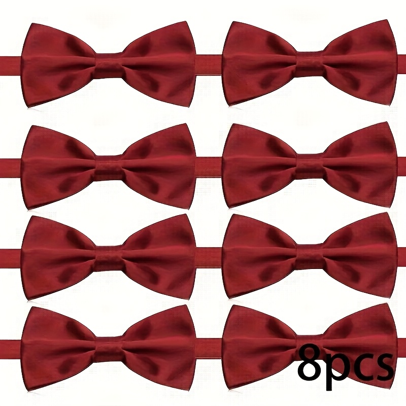 Men'S Formal Wear Bow Ties - 8Pcs/12Pcs Men's Burgundy Pre-Tied Adjustable Bow