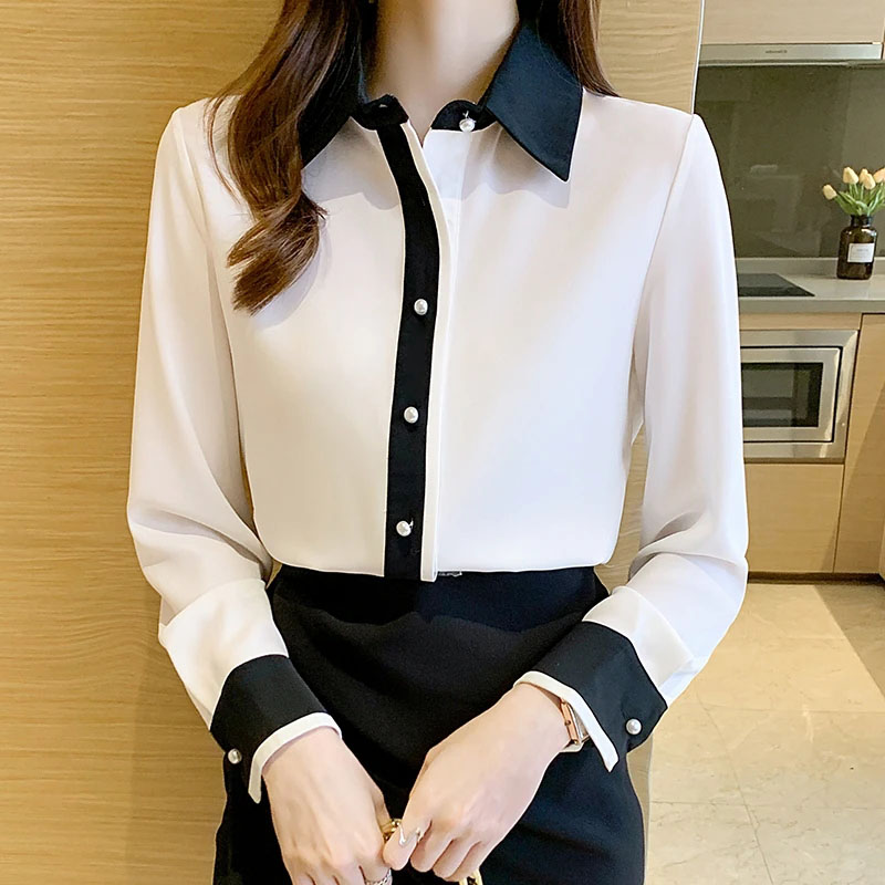 Men'S Used Formal Wear - White Chiffon Shirt for Women Korean