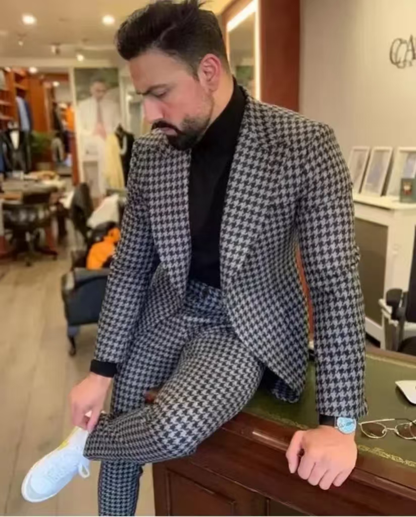 Houndstooth Vintage Men's Suit - đánh giá và giá Men Formal Wear With Blazer