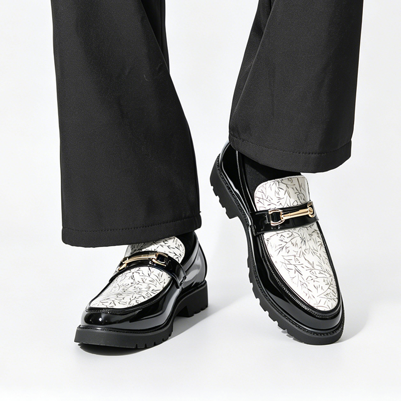 Men Two Tone Bamboo Print Pate - đánh giá và giá Men Formal Wear Shoes