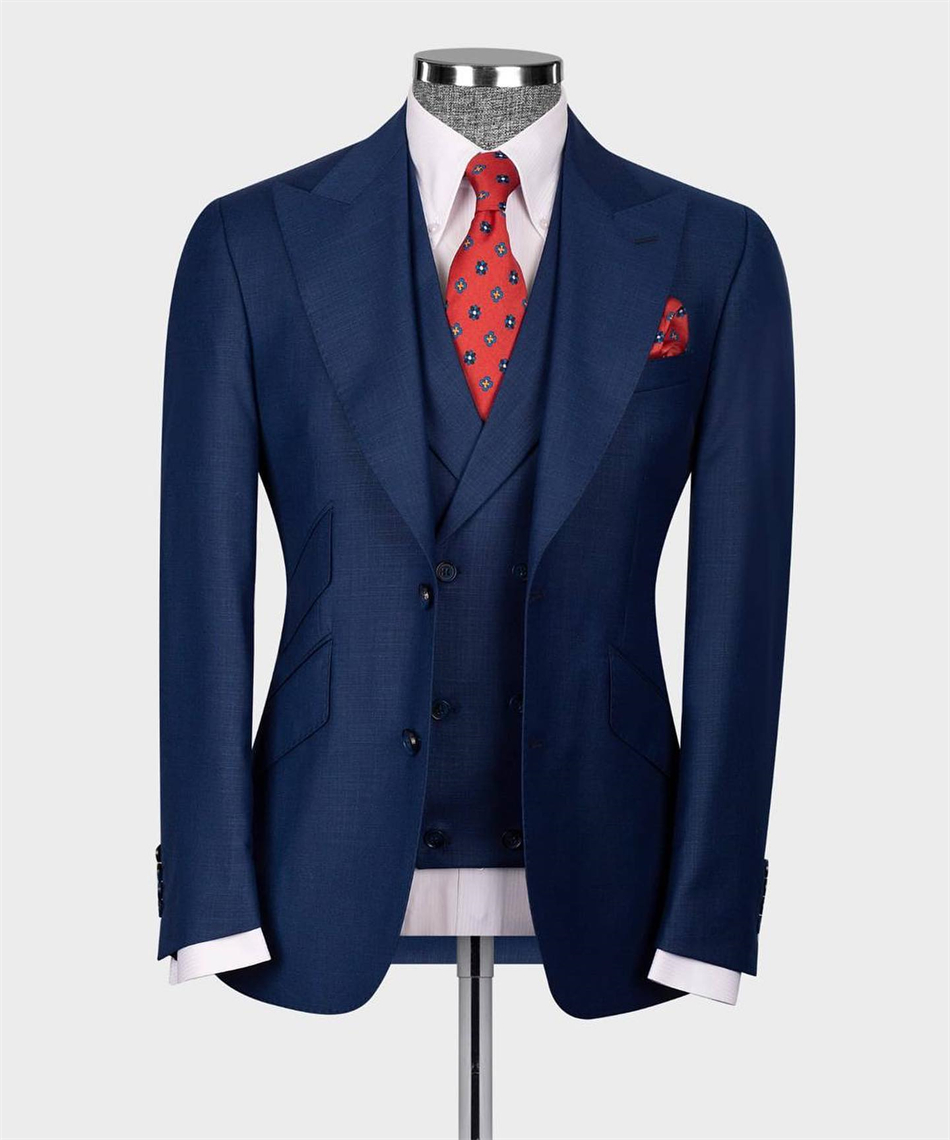 Elegant Navy Blue Classic Wedd - đánh giá và giá Men Formal Wear With Blazer