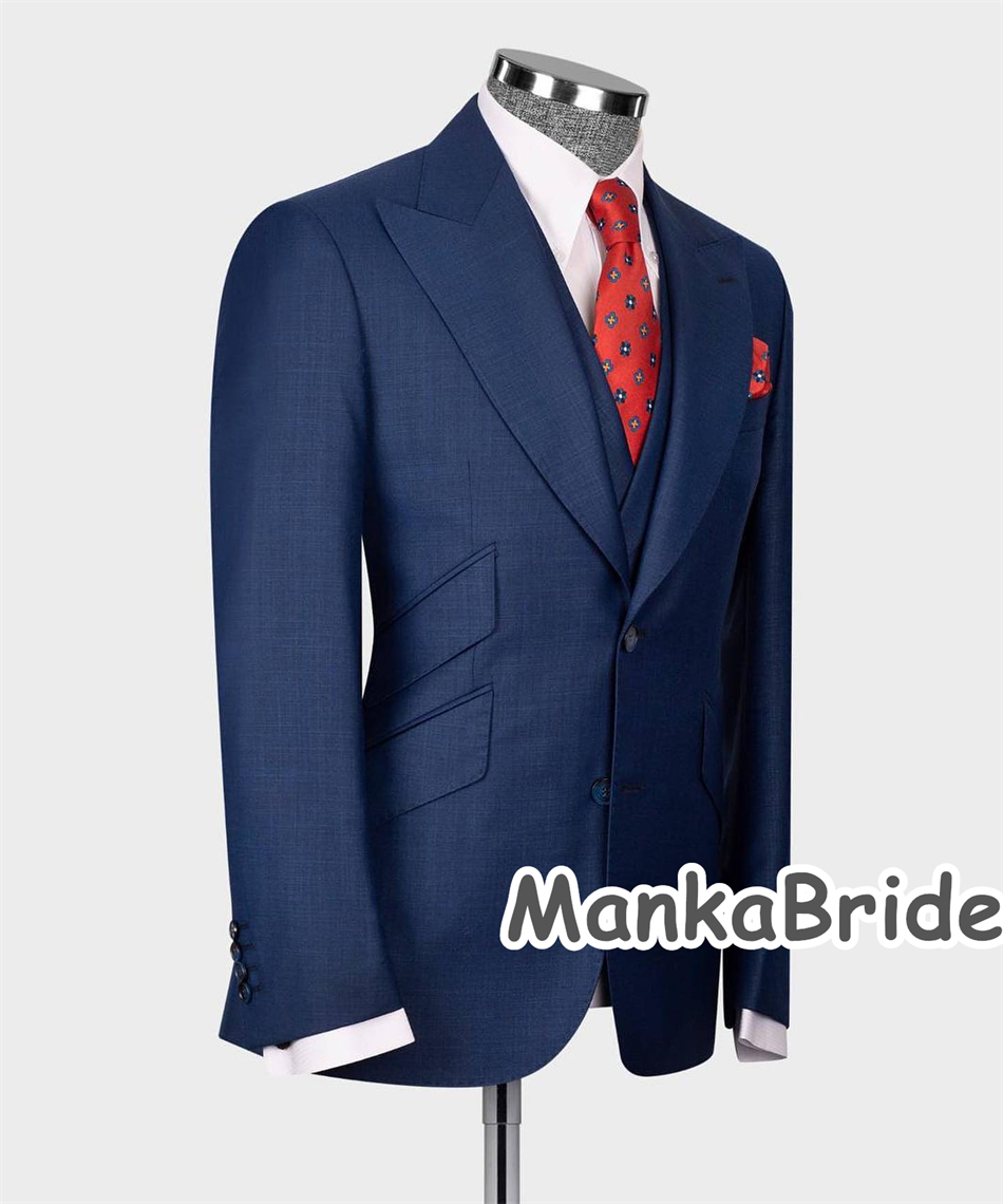 Elegant Navy Blue Classic Wedd - đánh giá và giá Men Formal Wear With Blazer