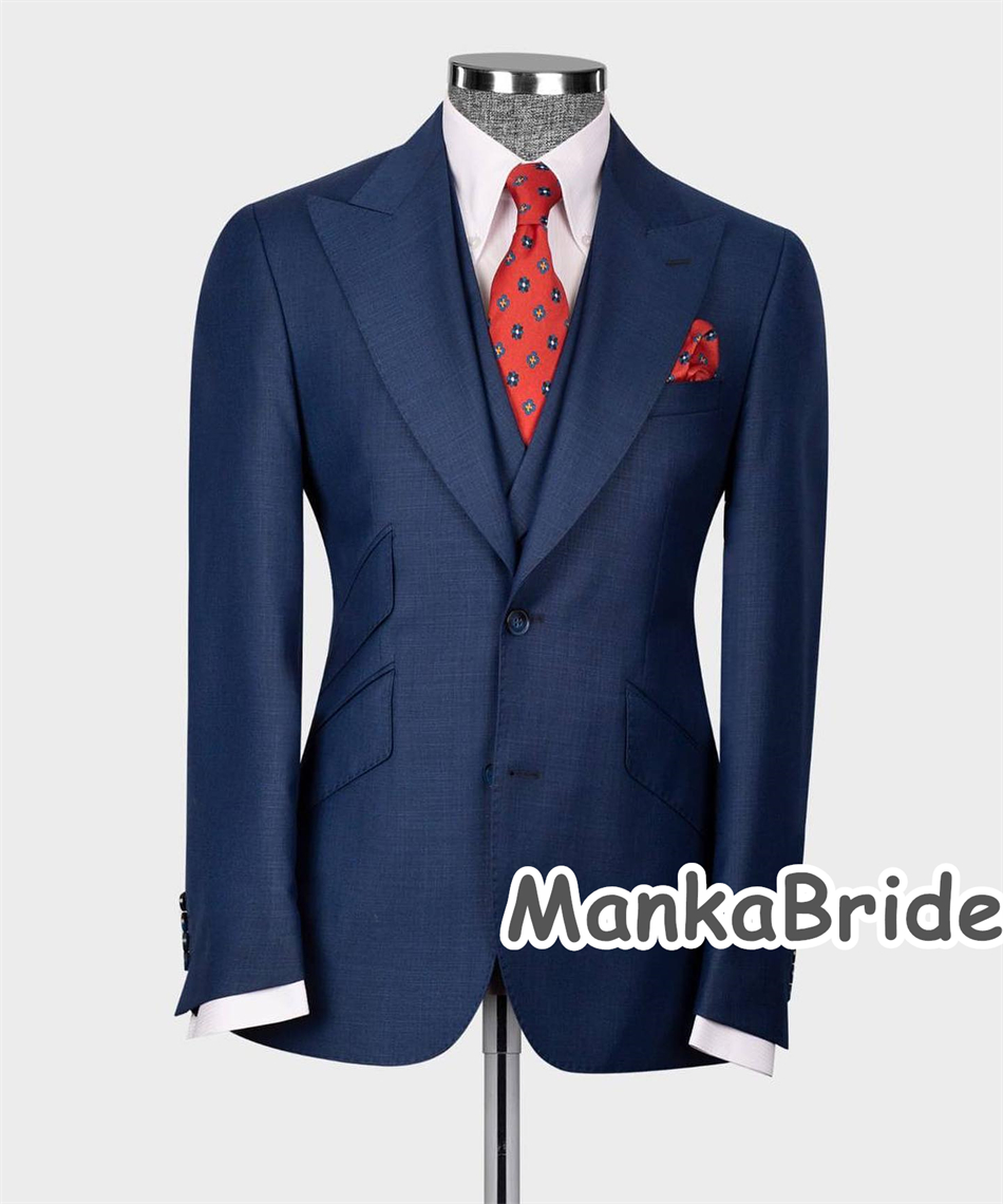 Elegant Navy Blue Classic Wedd - đánh giá và giá Men Formal Wear With Blazer