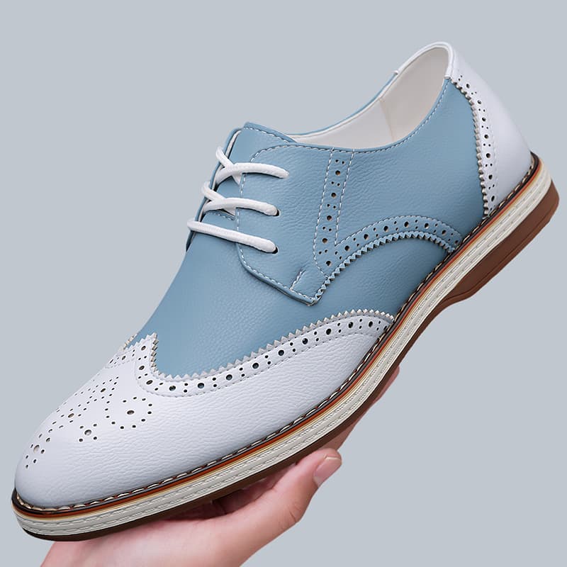 Mens White Blue Two Tone Brogu - đánh giá và giá Men Formal Wear Shoes