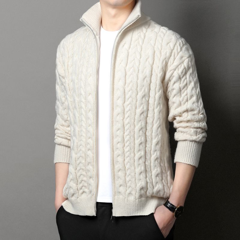 Men Stand Collar Cable Knit Fu - đánh giá và giá Men Formal Wear Coat