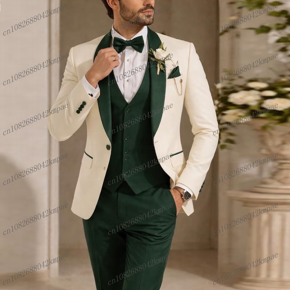 New Ivory And Dark Green Forma - đánh giá và giá Men'S Used Formal Wear
