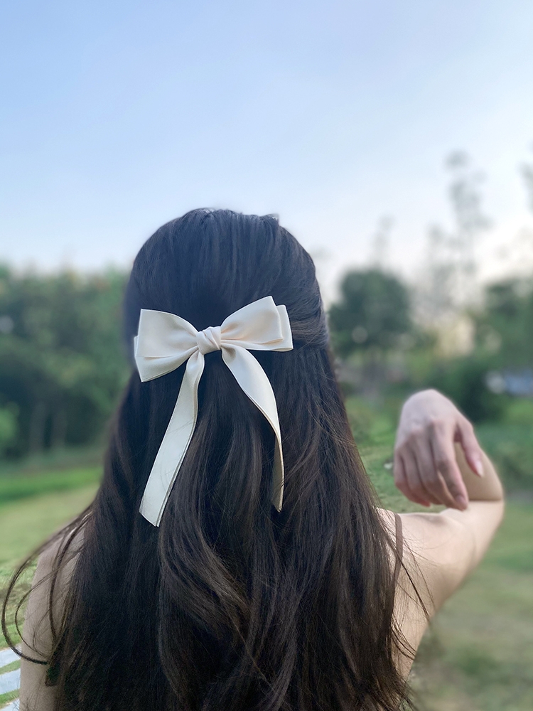 Korea Elegant Long Ribbon Bow  - đánh giá và giá Tie Bar Clip