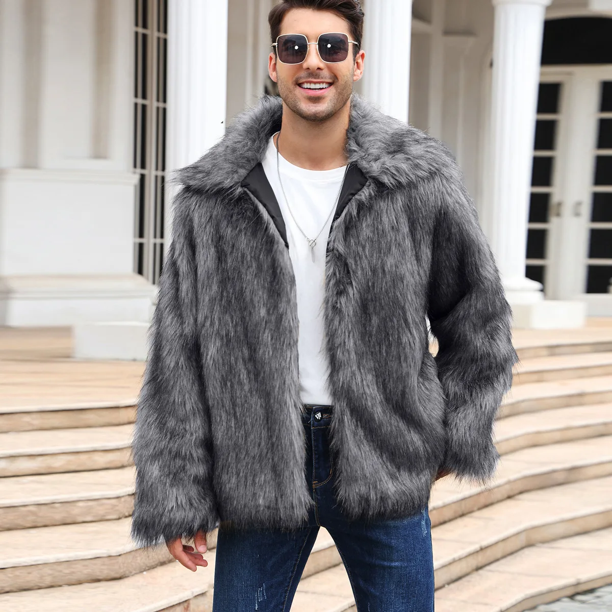 Men Faux Fox Fur Jacket Coat W - đánh giá và giá Men Formal Wear Coat