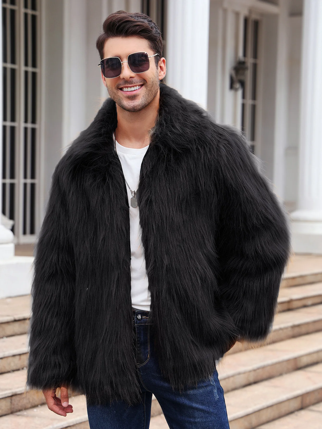 Men Faux Fox Fur Jacket Coat W - đánh giá và giá Men Formal Wear Coat