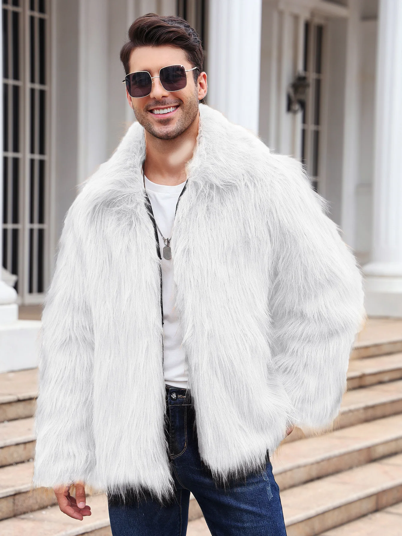 Men Faux Fox Fur Jacket Coat W - đánh giá và giá Men Formal Wear Coat