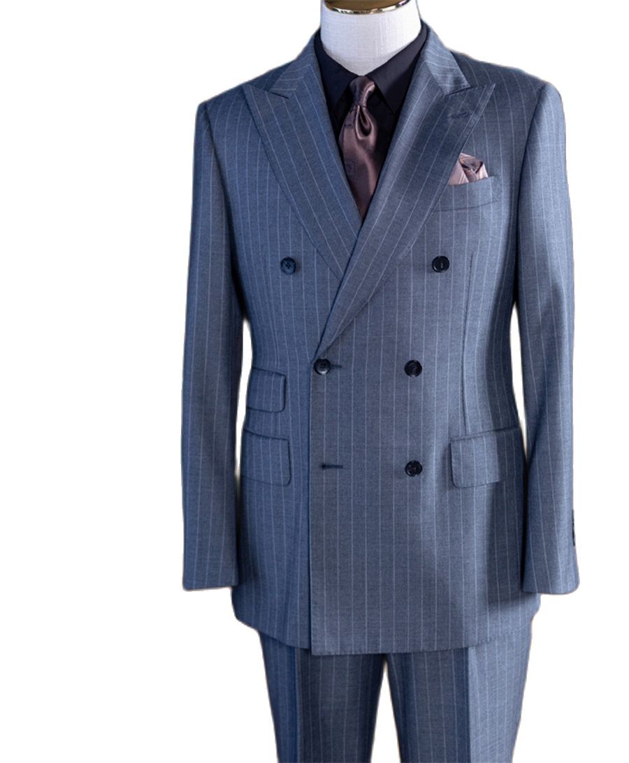 Grey Stripe Double Breast Clas - đánh giá và giá Men Formal Wear With Blazer