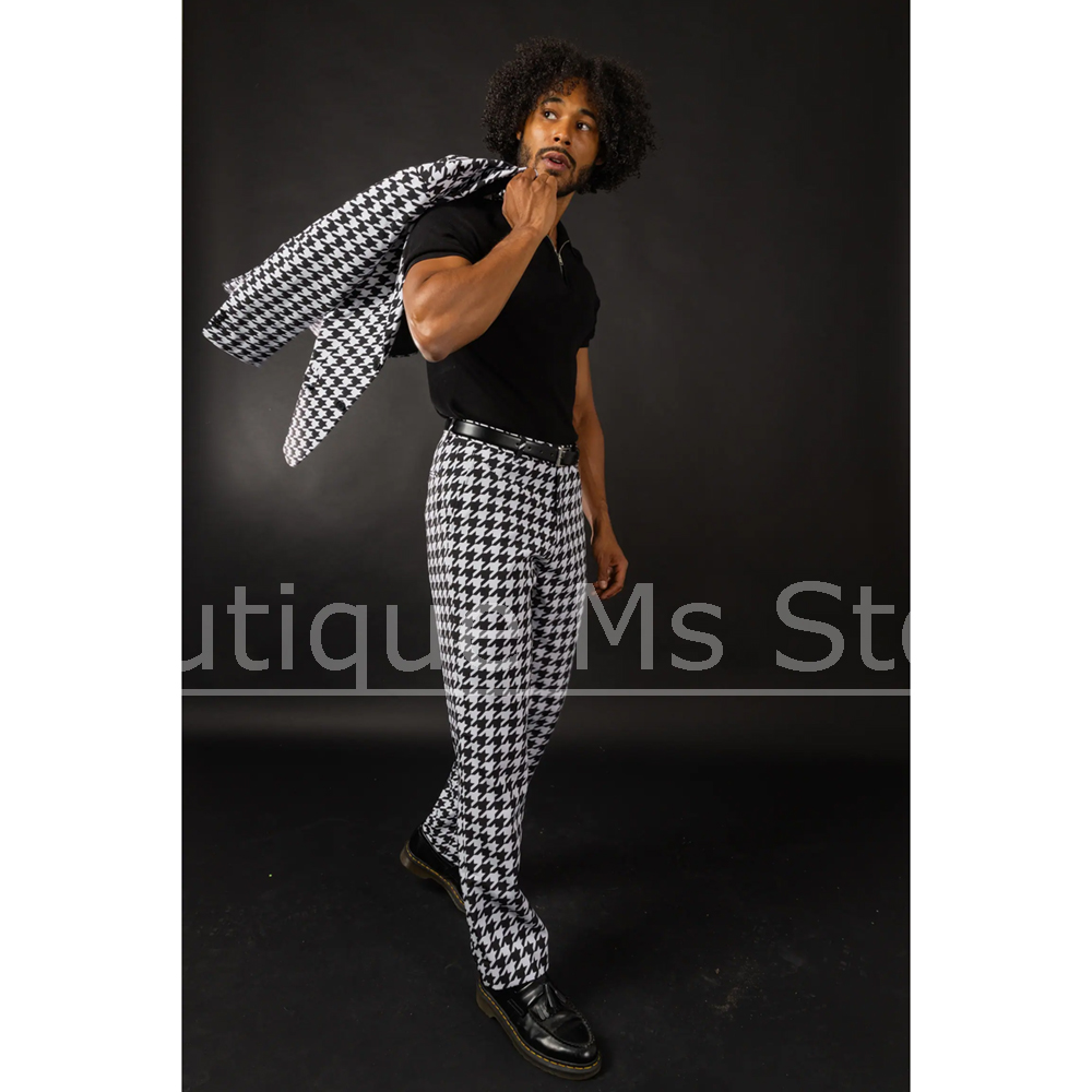 Black White Houndstooth Men's  - đánh giá và giá Men Formal Wear With Blazer