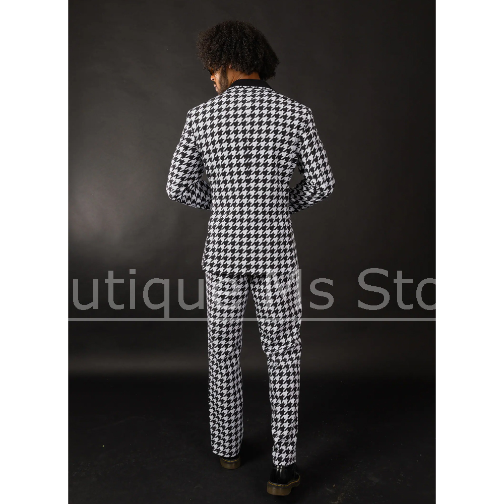 Black White Houndstooth Men's  - đánh giá và giá Men Formal Wear With Blazer